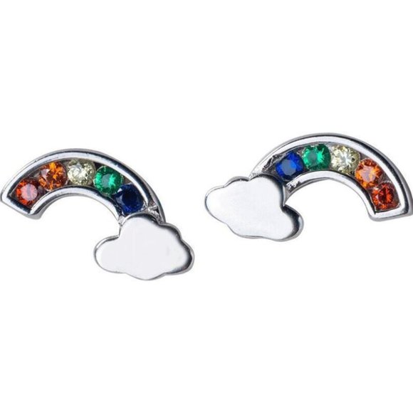 Rainbow Pride Silver Stud Earrings - Picture 4 of 4